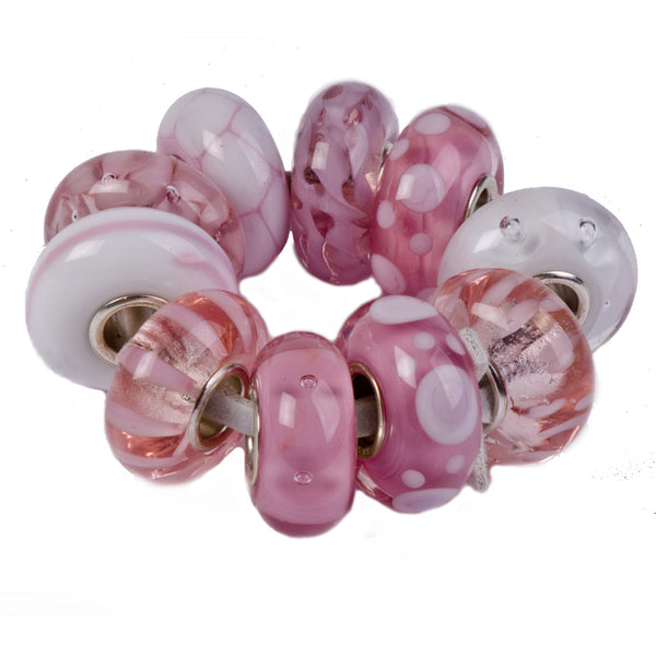 64110 Empowerment glass beads, Pink Kit-10